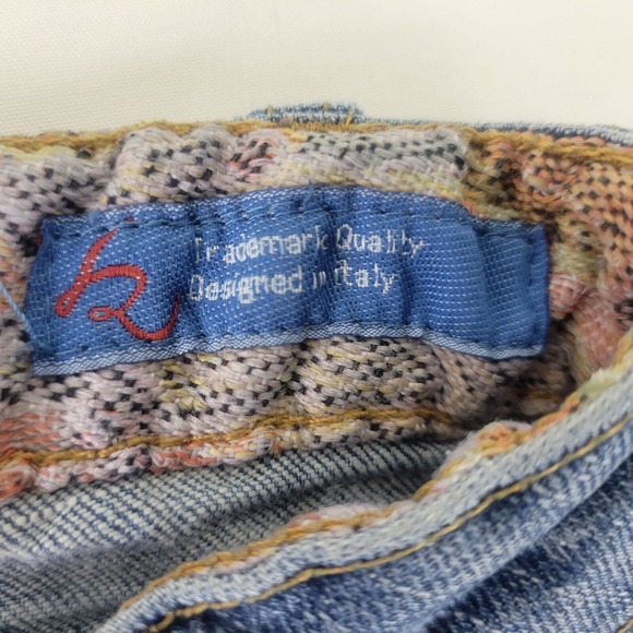 Leo Roma Juniors Jeans 7 Low Rise Capri Womens Studded Distressed Blue Denim - Picture 9 of 16